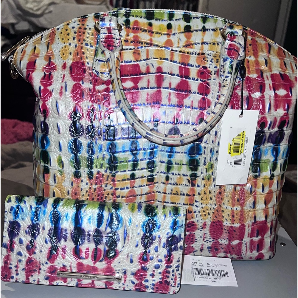 NWT Brahmin Celebration Large Duxbury Satchel with Wallet